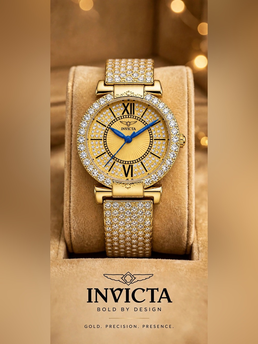 Invicta Crystal Pavé Bracelet Watch with blue Dial and 3 year warranty..